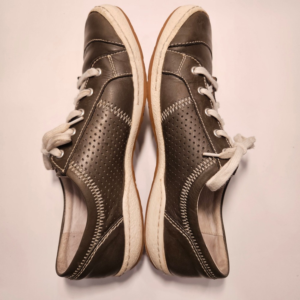 Josef Seibel Womens Caspian Leather Sneakers Olive Gray EU 39 Comfort Shoes 8.5 - Picture 7 of 10